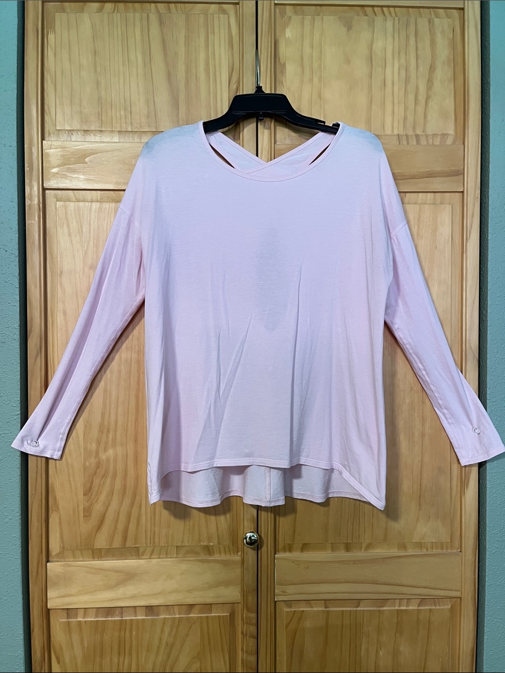 lululemon athletica Light Pink Long Sleeve Crossover Neck Top